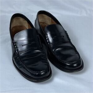 Lottusse Men’s Black Leather Penny Loafers Size 10 Made in Spain Dress Shoes